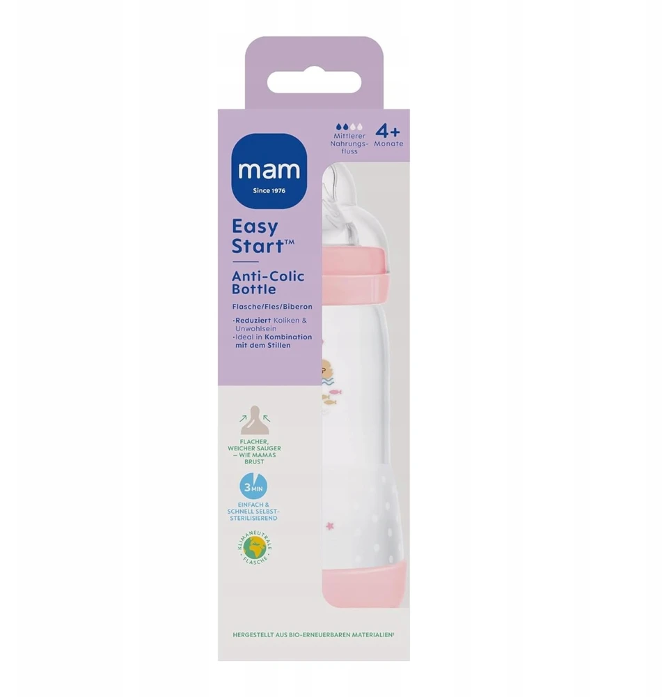 MAM Baby Anti Colic Buteliukas nuo pilvo dieglių 320 ml greitas žindukas 4m+