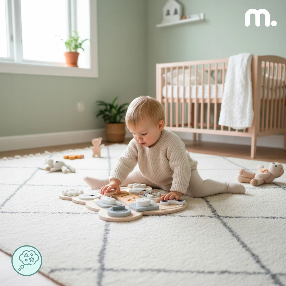 Mamabrum Medinė Montessori meškiuko manipuliavimo lenta – jutimų mokymasis