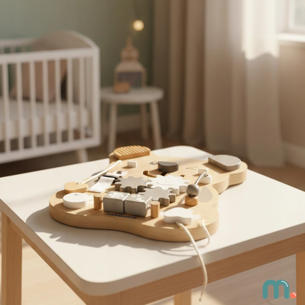Mamabrum Montessori 10-in-1 medinė manipuliavimo lenta Sensory meškiukas