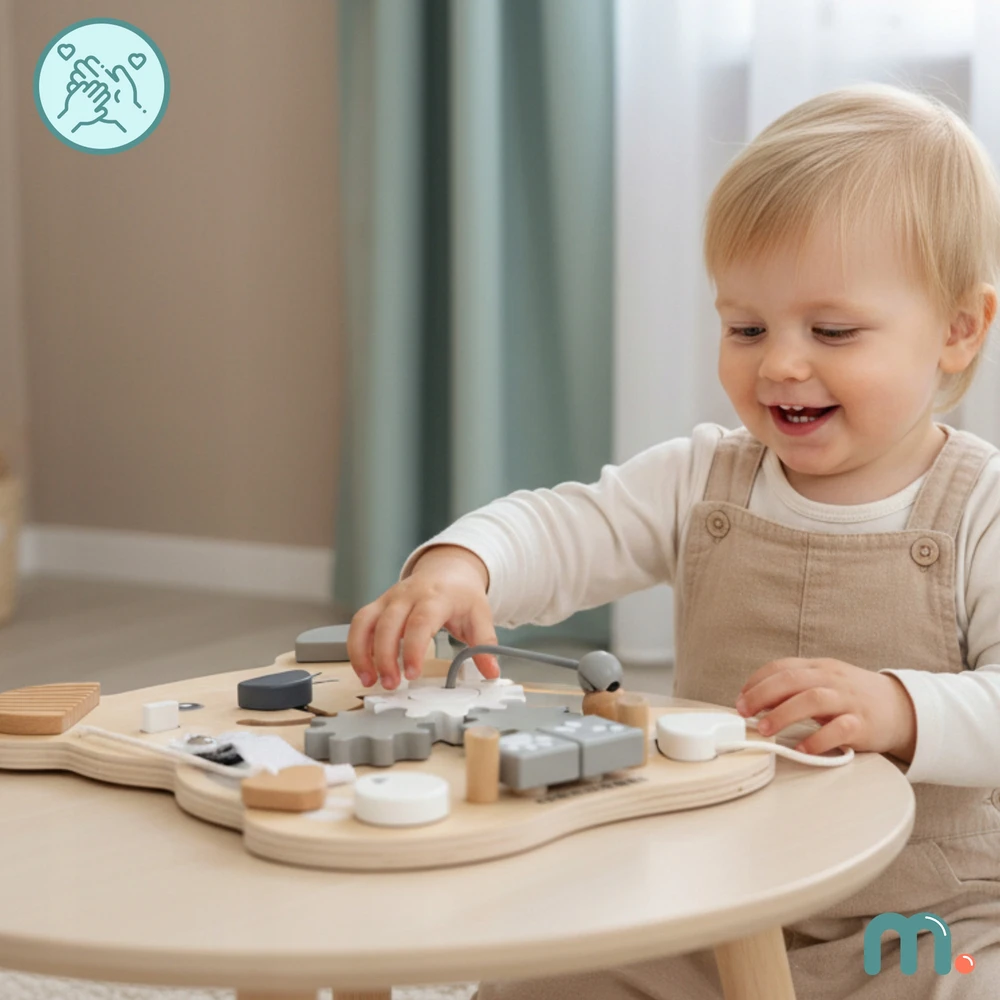 Mamabrum Montessori 10-in-1 medinė manipuliavimo lenta Sensory meškiukas