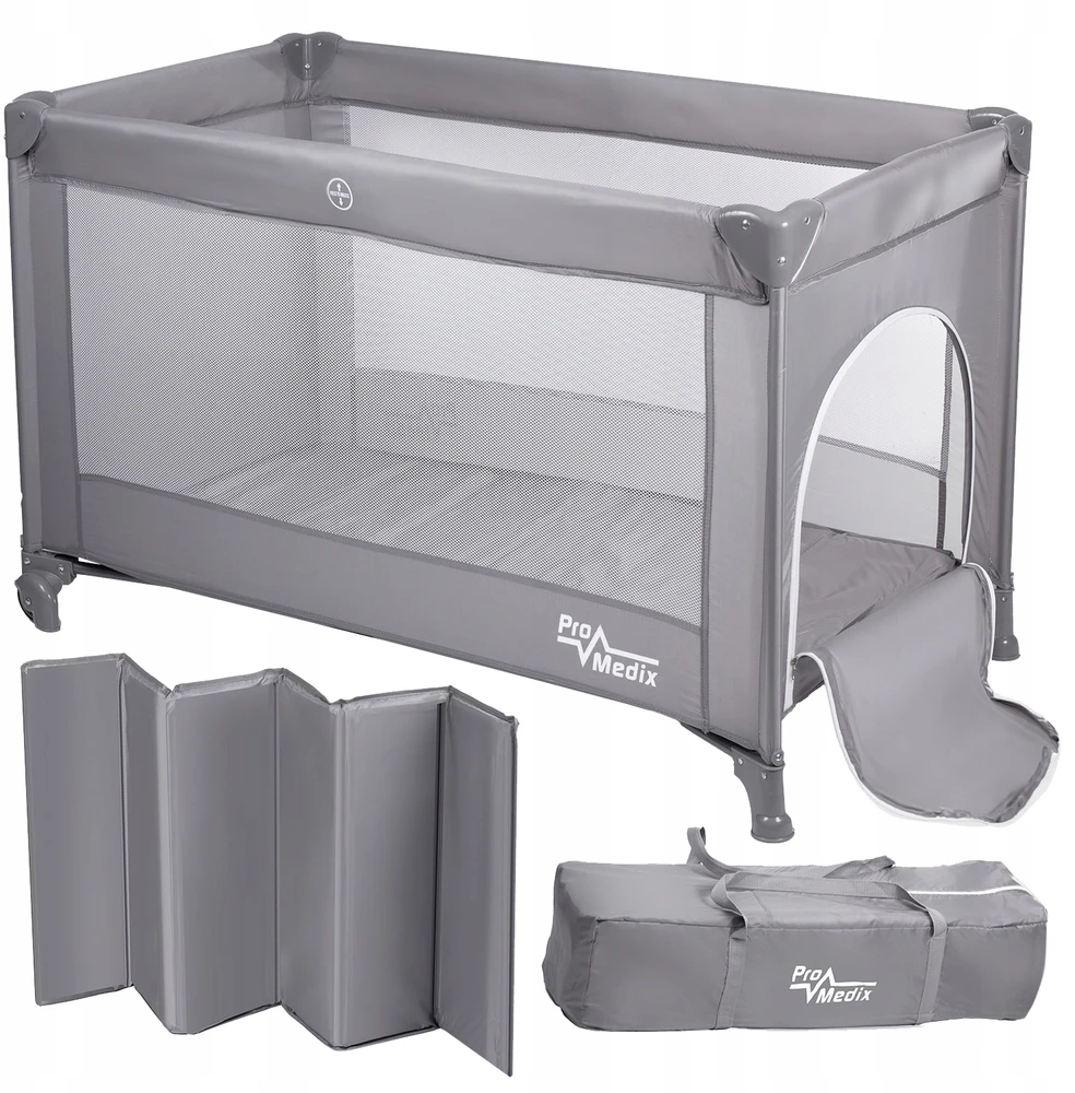 Promedix PR-803 G Kelioninė lovelė Kelioninė lovelė, 125x65x74cm, Ratukai, Apsauginis užvalkalas, Pilka