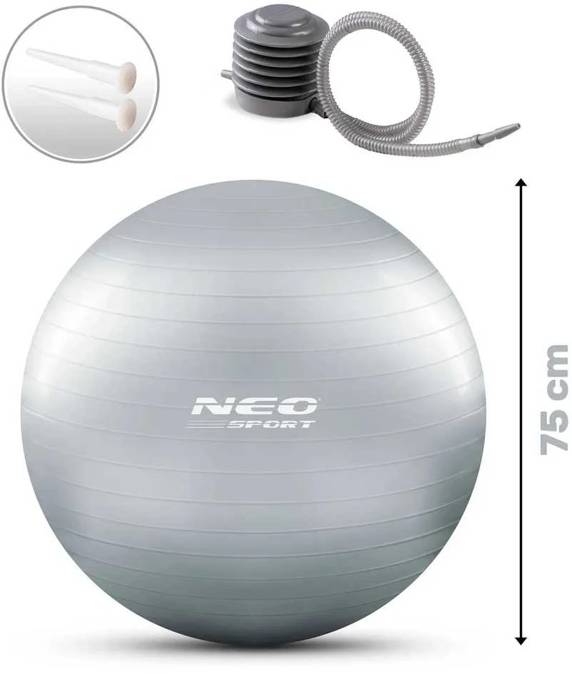 Neo-Sport Mankštos kamuolys 75 cm NS-952 sidabrinis