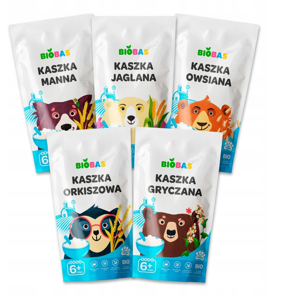 Manų kruopų speltos grikių soros BIO košė vaikams / BIOBAS