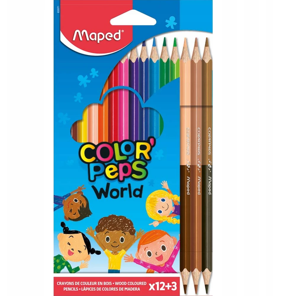 Maped Color'peps World kreidelės, 15 vnt., 6 odos atspalviai