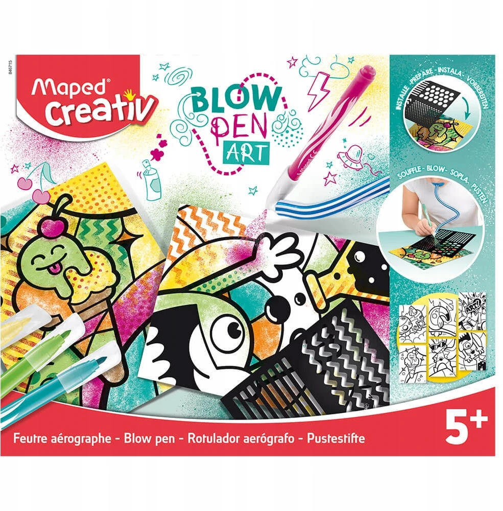 Maped Creativ Pop Art pripučiami žymekliai + šablonai, 6 spalvos