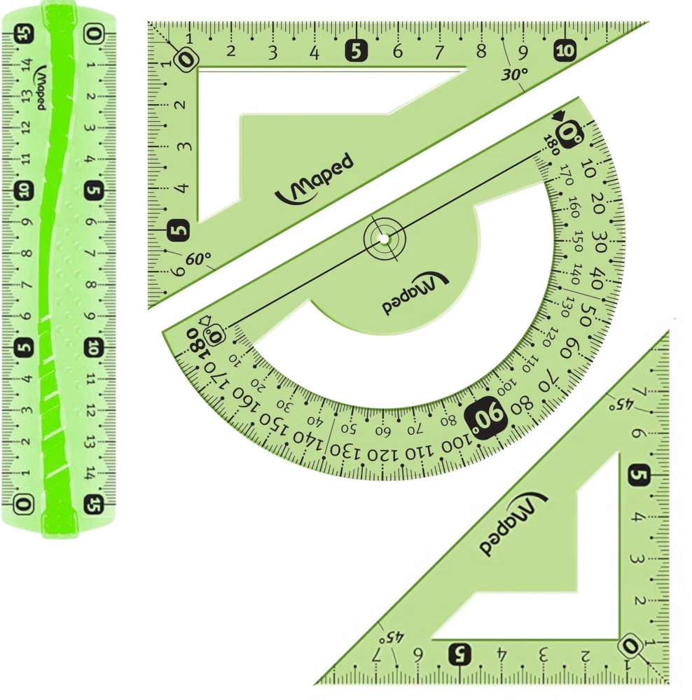 Maped Flex Mini geometrinis rinkinys: liniuotė, ekierka, kampainis