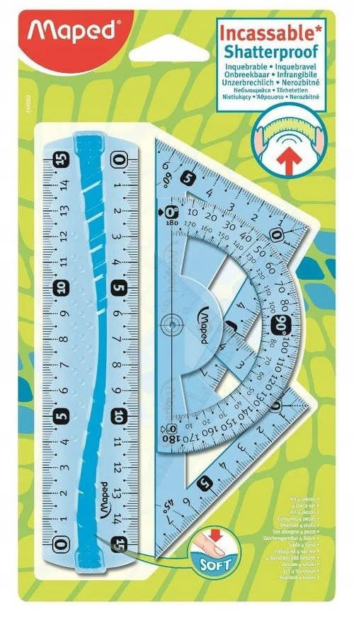 Maped Flex Mini geometrinis rinkinys: liniuotė, ekierka, kampainis