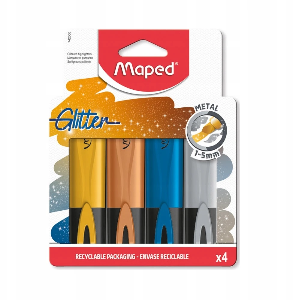 Maped fluo peps metalo blizgučių ryškiklis 4 spalvos