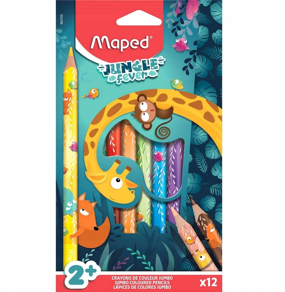 Maped Jumbo Fever kreidelės vaikams, 12 spalvų