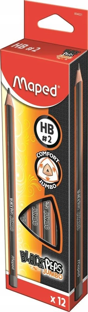Maped Juodas'peps Jumbo Hb pieštukas – patogus mokytis rašyti