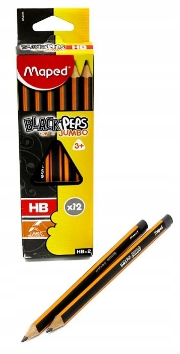 Maped Juodas'peps Jumbo Hb pieštukas – patogus mokytis rašyti