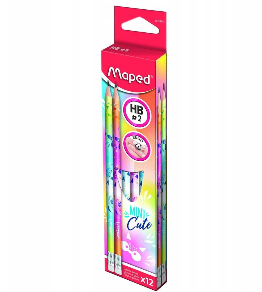 Maped Mini Cute Hb pieštukai su trintuku, 12 vnt.