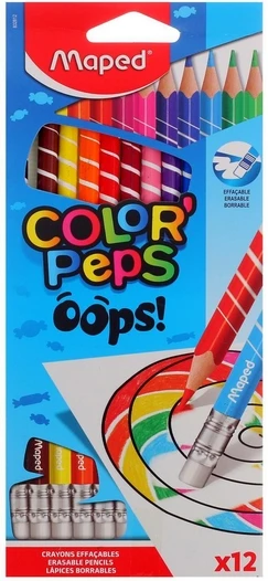 Maped Spalvotas pieštukas ColorPeps Oops! 12vnt. su gumele