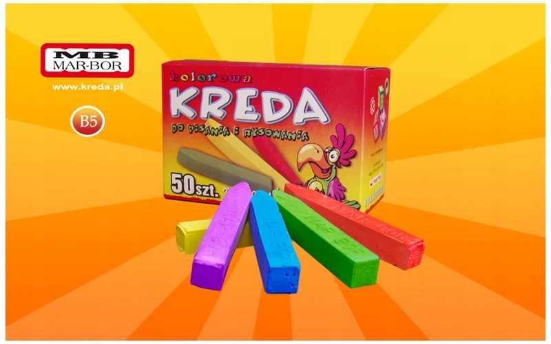 Mar Bor Rysunkowa KREDA Dla DZIECI Rinkinys KREDY Chodnikowa KREDA Opakowanie 50 Szt.