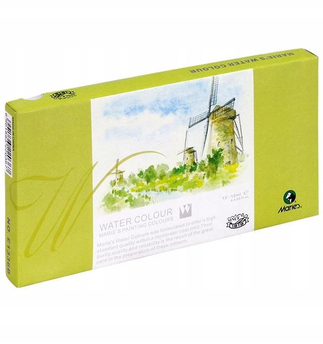Marie's akvareliniai dažai 12 spalvų, 12 ml tūbelės