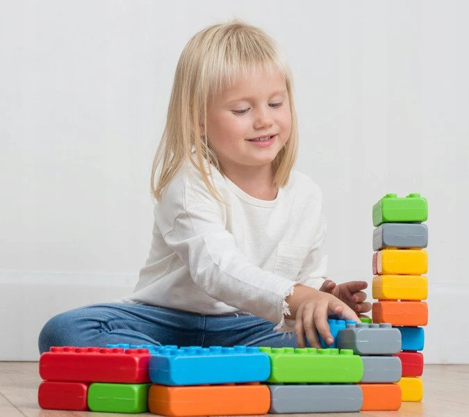 Marioinex BLOKAI STATYBINĖS PLYTOS POLIKOS SPALVOTAS JUNIOR 60 EL, 12 mėn+