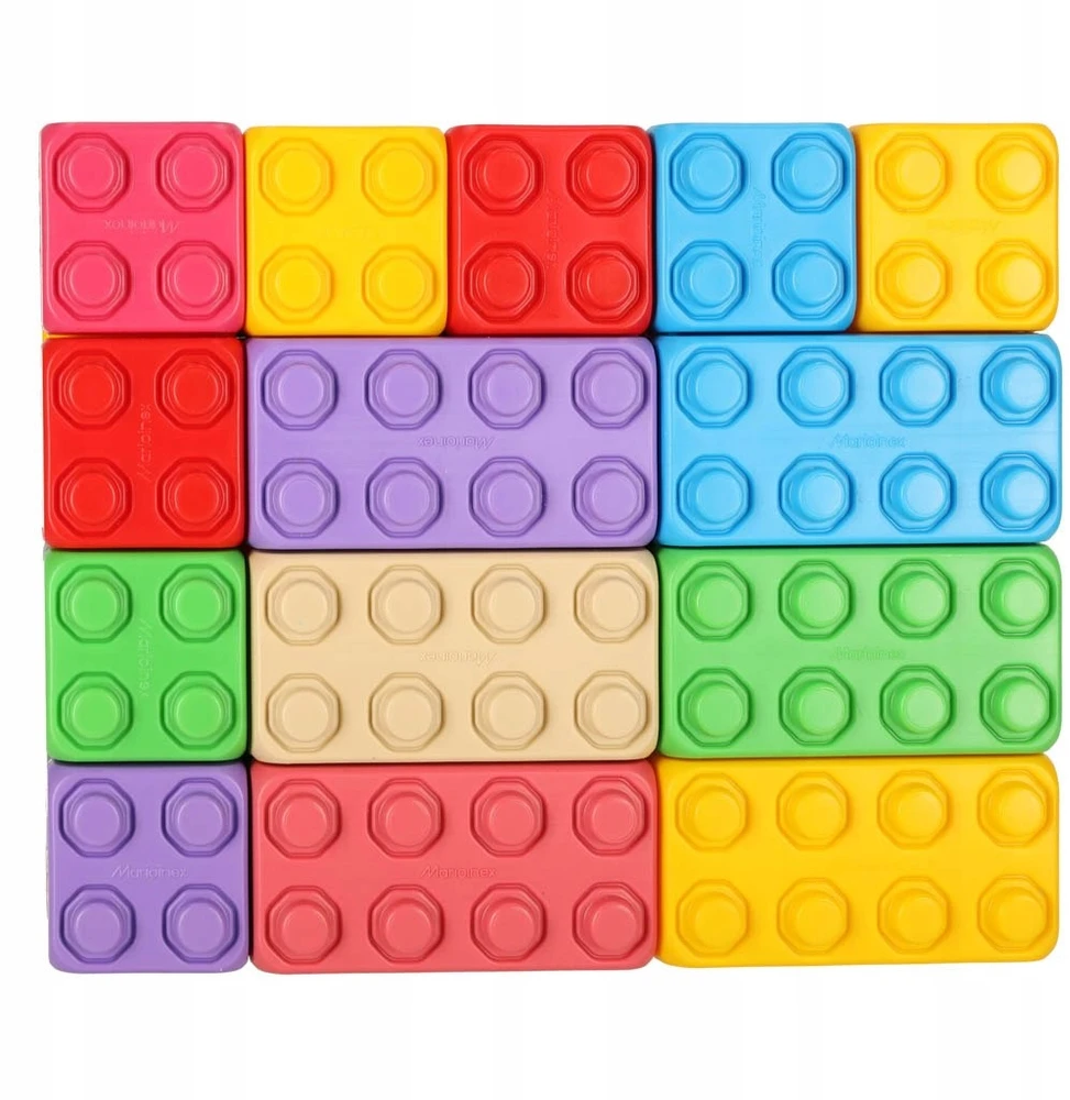 Marioinex BLOKAI STATYBINĖS PLYTOS POLIKOS SPALVOTAS JUNIOR 60 EL, 12 mėn+
