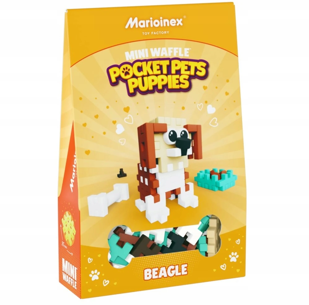 Marioinex Mini Waffle Pocket Pet Beagle – kūrybinis kaladėlių rinkinys vaikams ZA6656