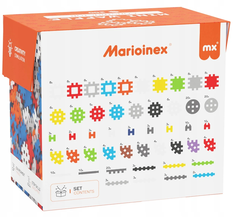 Marioinex Wafle Mini: 300 detalių konstruktorius vaikams