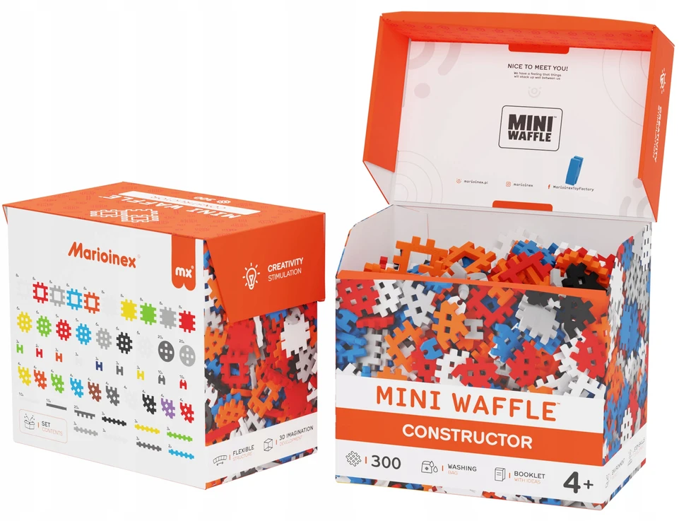 Marioinex Wafle Mini: 300 detalių konstruktorius vaikams