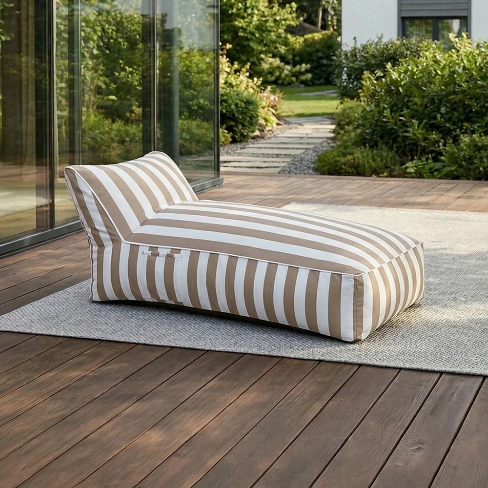 MARIS gultai su baltomis ir smėlio spalvos juostelėmis 70x150x65 cm HOMLA
