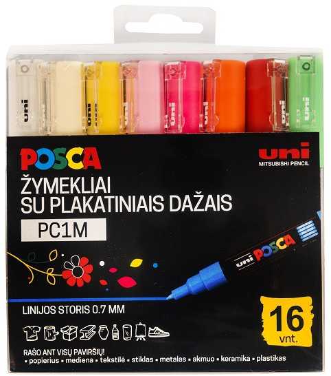 Uni Markerių rinkinys POSCA PC1M, 16 vnt.