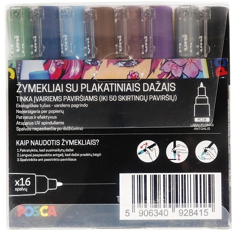 Uni Markerių rinkinys POSCA PC1M, 16 vnt.