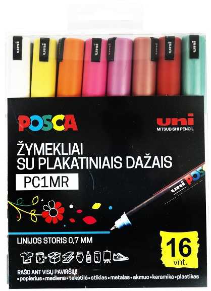Uni Markerių rinkinys POSCA PC1MR, 16 vnt.
