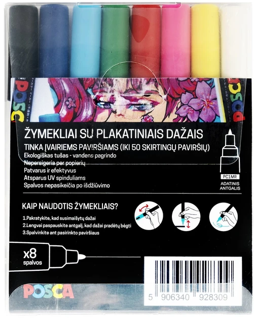 Uni Mitsubishi Pencil Markerių rinkinys POSCA PC1MR, 8 vnt.