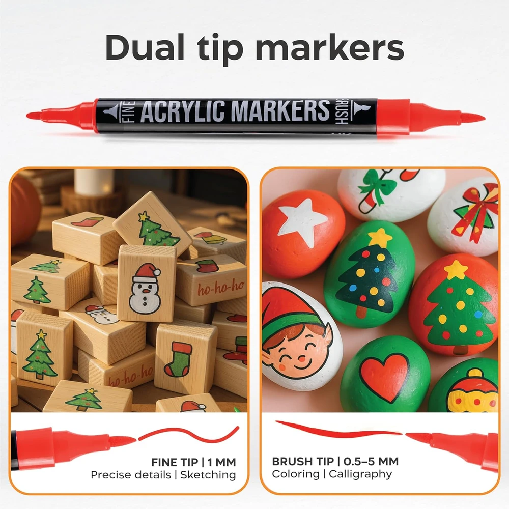 MARKERS 72 AKRILINIAI DVIELIAI DVIGUBAS ŠEPEČIO ANTGALIS, PLONAS, nepermatomas