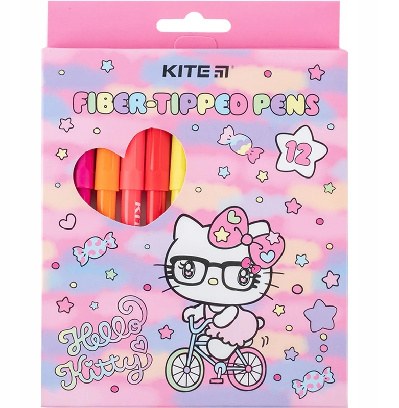 Markery Flamastry Pisaki 12 vnt 12 kolorów Hello Kitty Kite