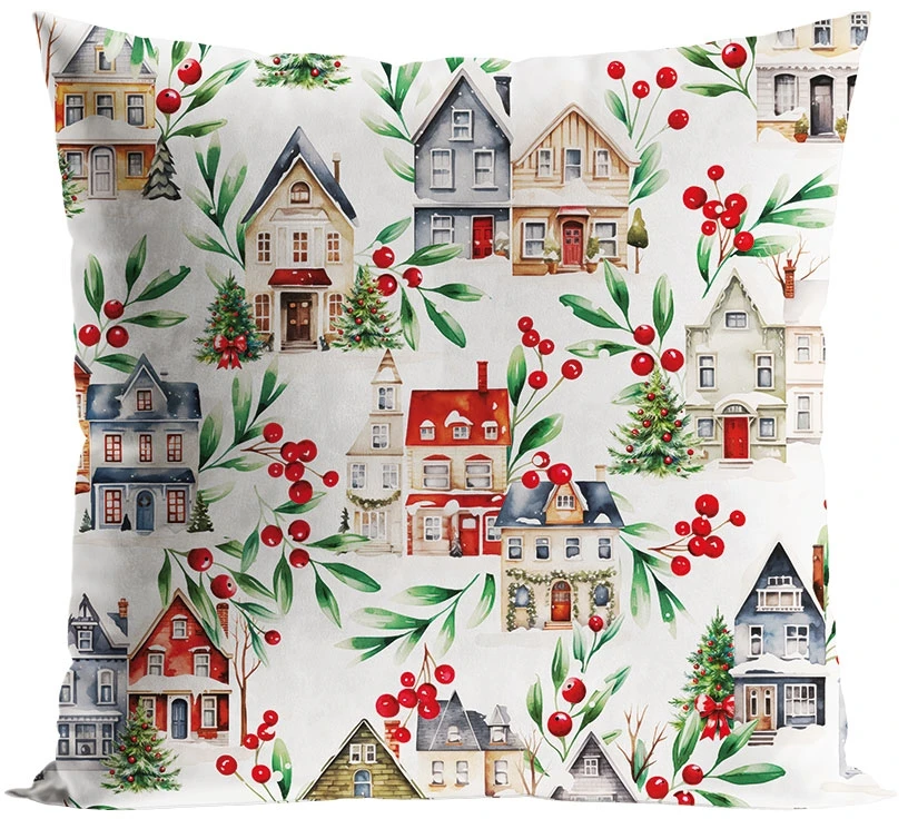 Markizeta Kalėdinis Velvet pagalvės užvalkalas 45x45 Winter Town