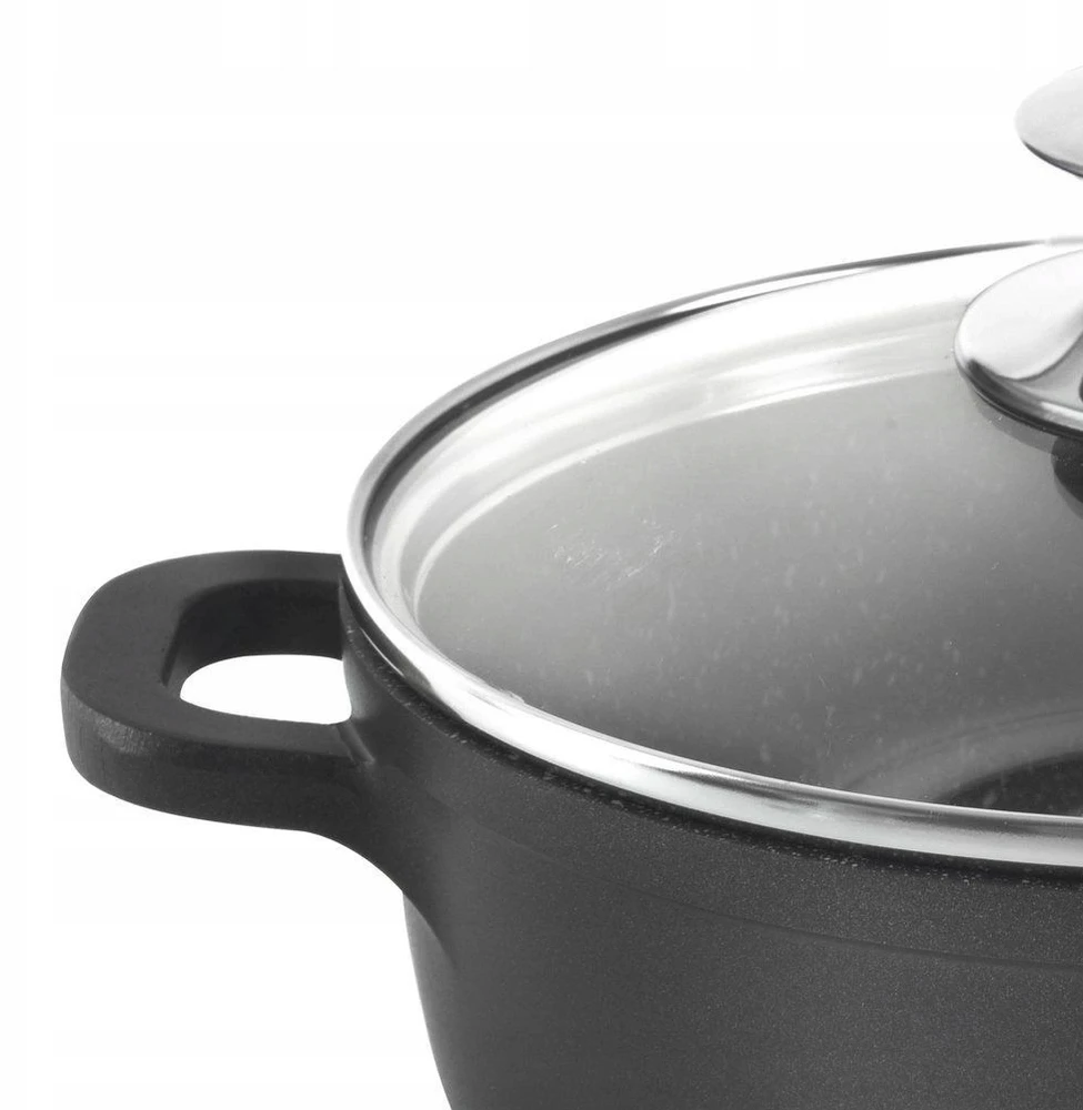 Orion granitinis puodas su stikliniu dangteliu GRANDE 20 cm, 2,3 l