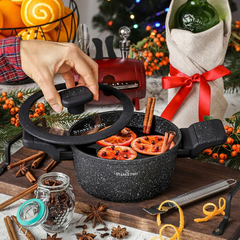 MARMURINIS PUODAS MAŽAS SU DANGČIU KIETAS Starke Pro Ceres Marble 1,2 l 17cm