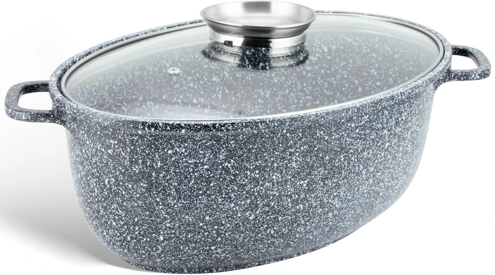 Marmurinė keptuvė Žąsų keptuvė 8l 38cm indukcinis dujų puodas 3937