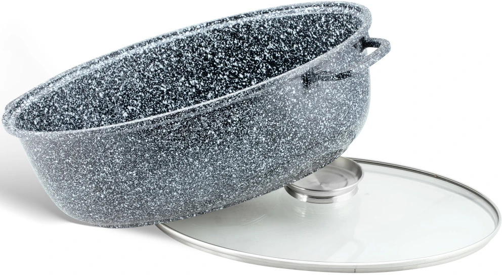 Marmurinė keptuvė Žąsų keptuvė 8l 38cm indukcinis dujų puodas 3937