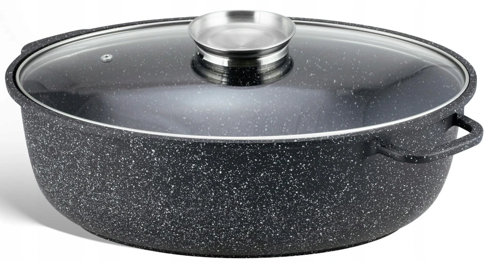Marmurinė keptuvė Žąsų keptuvė 8l 38cm indukcinis dujų puodas 4037