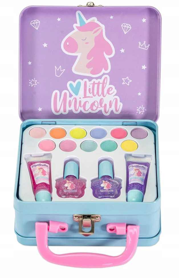 Martinelia Little Unicorn vaikiškos kosmetikos rinkinys metaliniame lagaminėlyje