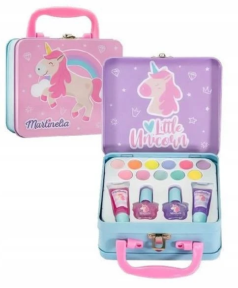 Martinelia Little Unicorn vaikiškos kosmetikos rinkinys metaliniame lagaminėlyje