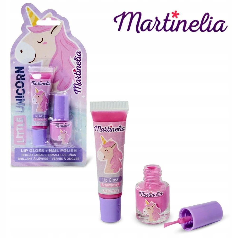 Aquarius MARTINELIA Little Unicorn rinkinys 1 lūpų blizgis, 1 nagų lakas (Violetinis)