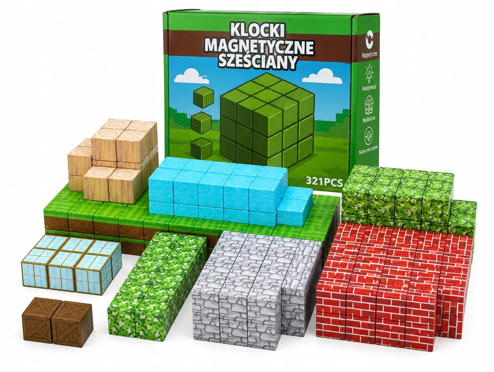 Martius Magnetiniai statybiniai blokai 321 + Magnetinių plokščių konstrukciniai kubeliai