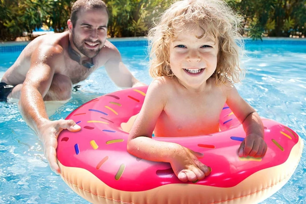 Martom PRIPUKIMAS PAPLŪDŽIO RATAS DONUT DONUT ROŽINIS PLAUKIMO ŽIEDAS BASEINŲ PAplūdIMUI