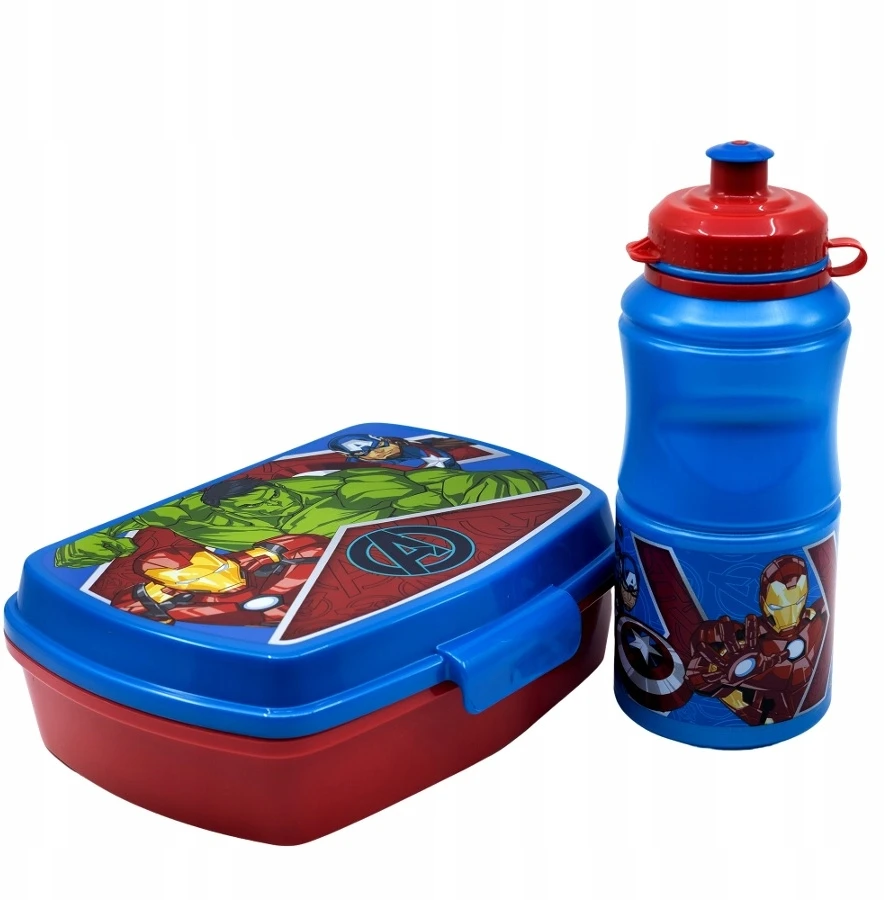STOR Marvel Didelis SET GRĮŽIMUI Į MOKYKLĄ DOVANŲ DĖŽUTĖJE (SPORTO BUTELIS EASY HOLD 380 ML IR RECTANGULAR SANDWICHERIS) AVENGERS HERALDIC ARMY