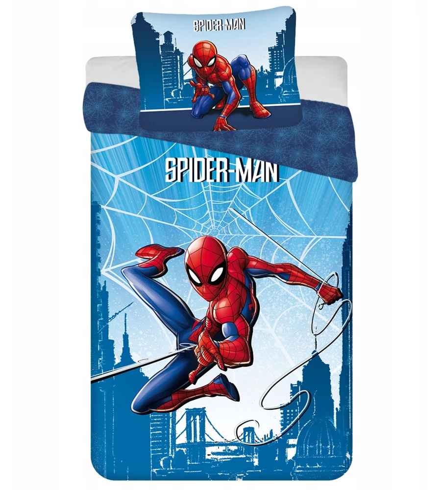 MARVEL Spider-Man DWUSTRONNA, bawełniana pościel na zamek 140x200 cm