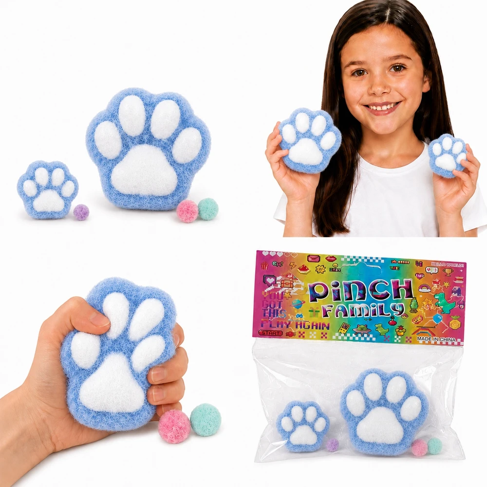 Mas Tex 2x Mochi squishy lipnus squish ŠUNS KATINĖ LETENA gyvūnų letenų plaukai