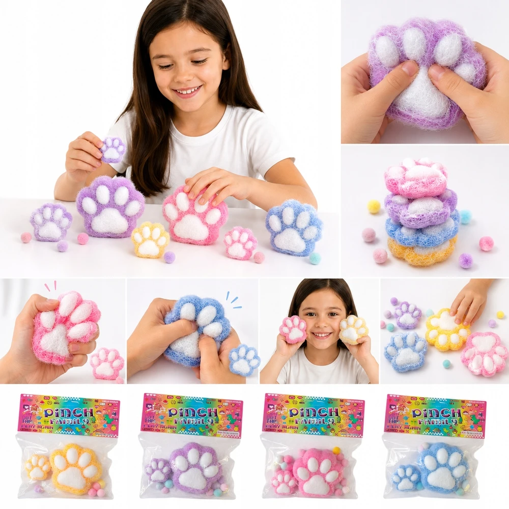 Mas Tex 2x Mochi squishy lipnus squish ŠUNS KATINĖ LETENA gyvūnų letenų plaukai