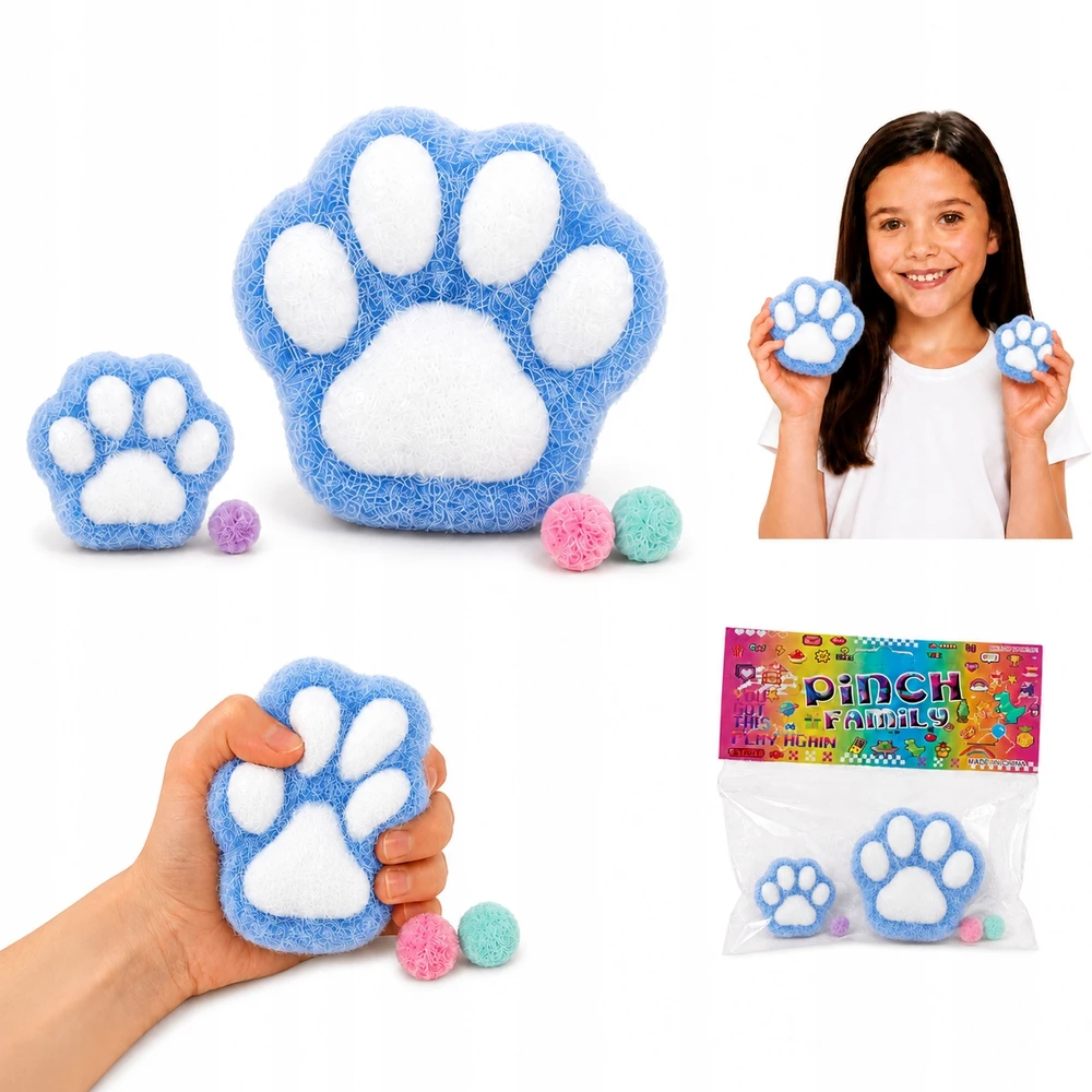 Mas Tex 2x Mochi squishy lipnus squish ŠUNS KATINĖ LETENA gyvūnų letenų plaukai