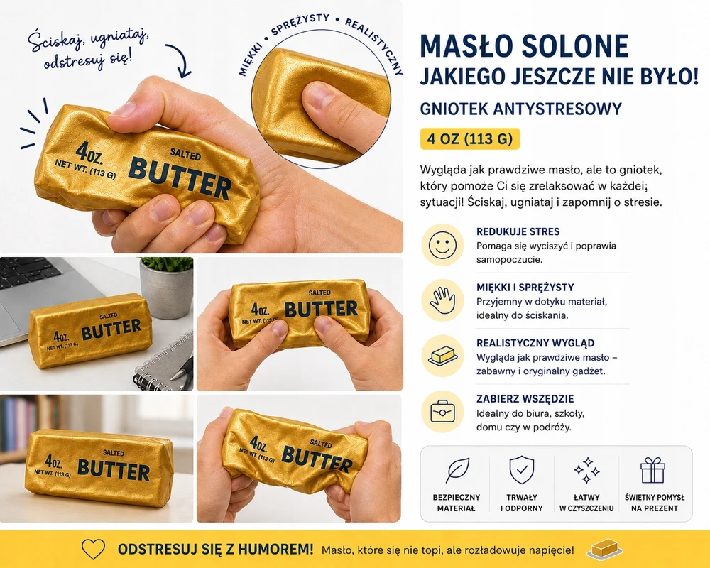 Mas Tex Antistresinis žaislas Gniotek GOLD Butter Squishy Sensory atpalaiduojantis žaislas