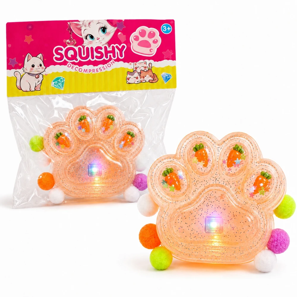 Mas Tex Mochi squishy lipnios squish DOG CAT PAW gyvūnų letenos su LED lemputėmis