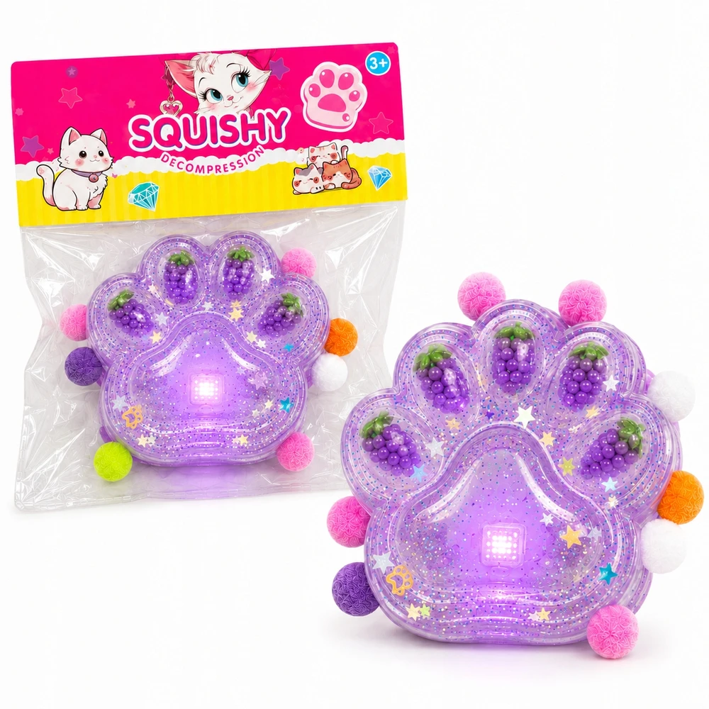 Mas Tex Mochi squishy lipnios squish DOG CAT PAW gyvūnų letenos su LED lemputėmis